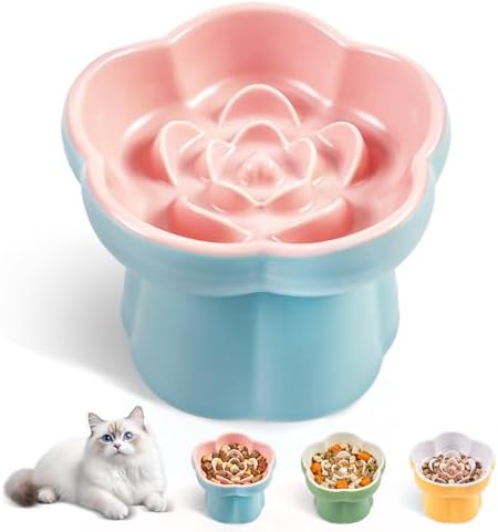 Cat Slow Feeder Bowl Set,1 Pcs Pastel Series Cat Plate for Dry and Wet Food by Unknown
