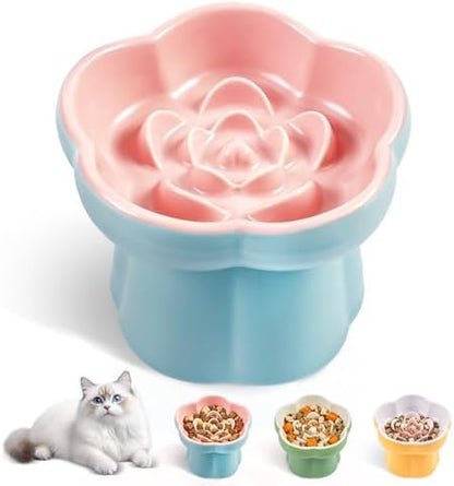 Cat Slow Feeder Bowl Set,1 Pcs Pastel Series Cat Plate for Dry and Wet Food by Unknown