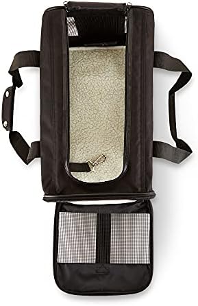 Amazon Basics Airline Approved Soft-Sided Mesh Pet Travel Carrier with Shoulder Strap, Portable, Washable Removable Fleece Pad for Dog, Cat, up to 16 pounds, 16.5" L x 10.6" W x 11" H, Black - Image 5