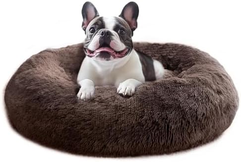 JOLLYVOGUE Calming Small Dog & Cat Bed for Indoor Cats - 20 inches Washable Donut Bed for Kittens & Puppies, Anti-Anxiety Round Fluffy Plush Pet Beds (Fits up to 15 lbs) by JOLLYVOGUE