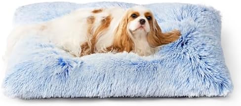 EHEYCIGA Fluffy Dog Crate Bed for Small Dogs, Plush Crate Pad, Blue by EHEYCIGA