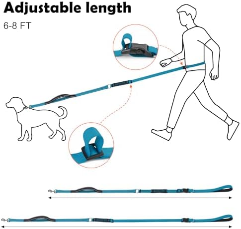 XiaZ Hands Free Dog Leash,Versatile Crossbody Dog Leash,5.9-7.9 FT Waist Belt with Double Handles for Small Medium and Large Dogs Walking, Running and Jogging, Blue - Image 6