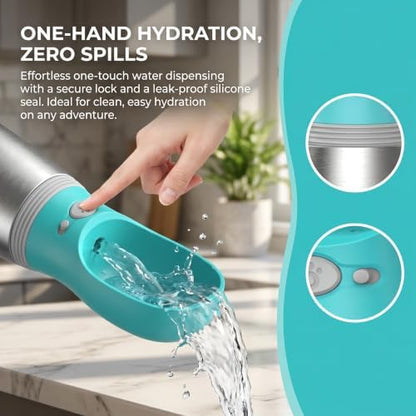 Dog Water Bottle, 23.67 oz Portable Stainless Steel Pet Water Dispenser - Image 3