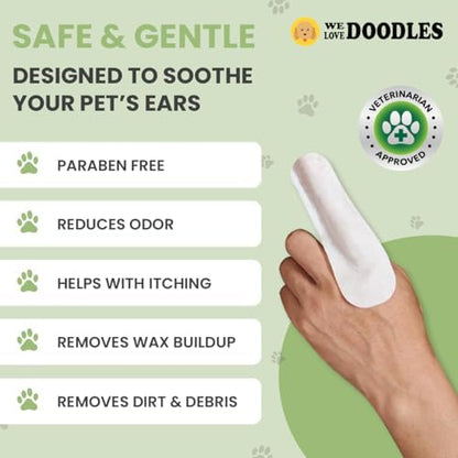 Dog Ear Wipes, Pre-Soaked Finger Pads, Safe, Gentle & Deodorizing, 50 PCS - Image 2