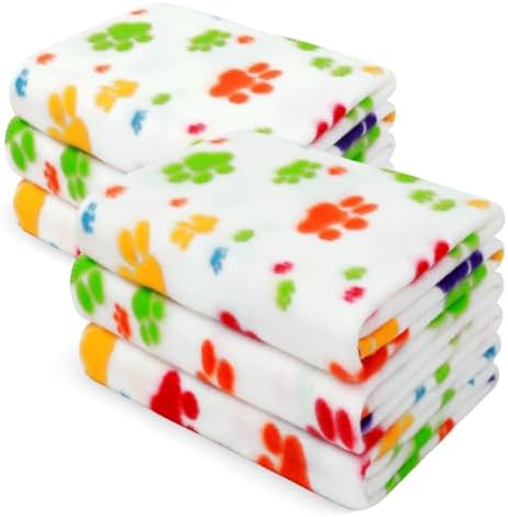 LINENLUX Fleece Dog Blankets 6-Pack, Soft Stretchy for Small Medium Puppy by LINENLUX