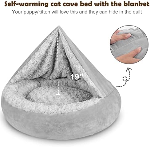 JOEJOY Dog Beds for Small Medium Dogs, Cozy Cuddler Luxury Puppy Pet Bed with Blanket Attached, Donut Round Calming Anti-Anxiety Dog Burrow Cave Bed - Anti-Slip Bottom and Machine Washable 26 inch - Image 5