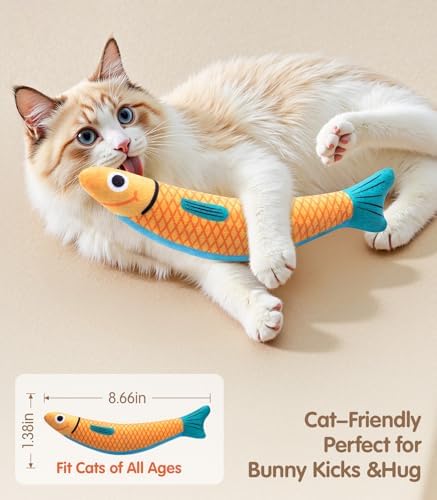 PetBusy Cat Toys with[5000mg A+Natural Catnip &Silvervine] [Baby Grade] Interactive Soft Chew Kicker Cat Toys for Indoor Cats & Kittens, [Crinkle &Bell] Fish Sound Toy, Drives Bored Cat Crazy with Fun - Image 4
