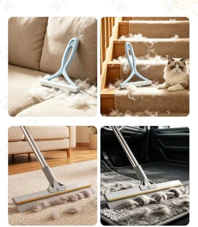 Pet Hair Remover for Carpet, 54 Inch Adjustable Long Handle Carpet Rake for Pet Hair Removal, 3 Piece Dog Hair Carpet Rake and Carpet Scraper Tool for Rugs, Couch, Stairs, Furniture - Image 3