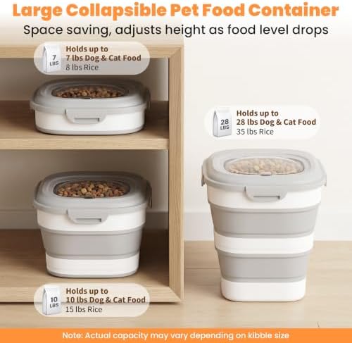 28 Lbs Dog Food Storage Container, Collapsible Cat Food Container - Image 2
