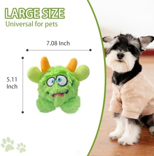 Squeaky Plush Dog Toy Ball, Dental Care, Skin-Friendly and Soft and Relieve Stress,Dog Training Interactive Pet Cute Plush Fashionable Toy Ball (Green,Large) - Image 3