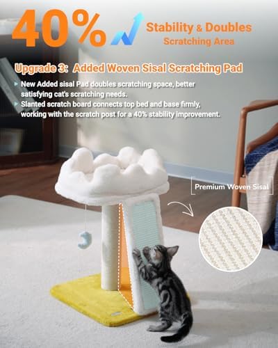 Happi N Pets Cat Tree, Cloud Cat Tower with Soft Bed, Cat Scratching Post & Pad with Larger Perch for Window Viewing, Small Cat Tree with Cute Toys, Bonus Catnip - Image 5