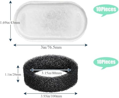 TuTuYa 20Pcs Cat Water Fountain Filter, for 108oz/3.2L&67oz/2L Pet Fountain - Image 4