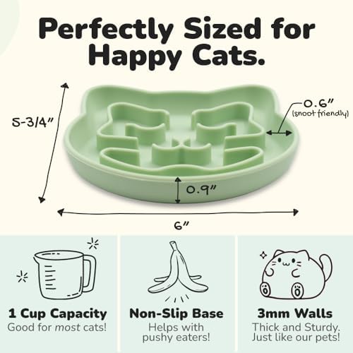 Snuggli Slow Feeder Cat Bowl | Cat Puzzle Feeder for Slow Eating, Mental Enrichment, Digestion, & Bloat Relief | Non-Slip Silicone, Dishwasher Safe, 1 Cup (Matcha) - Image 5