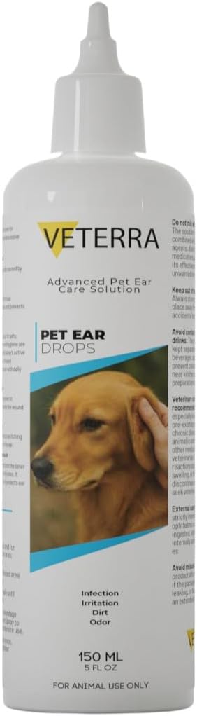 Dog Ear Drops | Ear Cleaner for Dogs & Cats | Treats Ear Infections, Soothes Itching, Reduces Wax Buildup & Odor | Effective Relief for Ear Allergies 150 ml (5 fl oz)