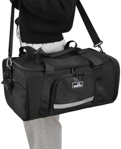 Wakytu Airline Approved Pet Carrier, Collapsible Cat Carrier, Expandable Dog Carrier, 900D High Density Oxford Cloth, Wear-Resisting, Anti Tearing, Safety Lock Zipper, Reflective Tape by Petshome