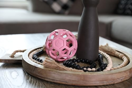 JW Pet HOL-ee Roller Dog Puzzle Ball, Medium 4.5in, Natural Rubber, Pink - Image 3