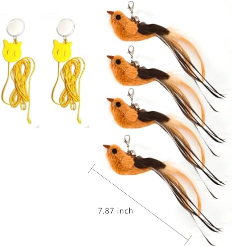 miwoowim 4PCS Feather Bird Cat Wand Refills &,Door Hanging Suction Cup Set - Image 4