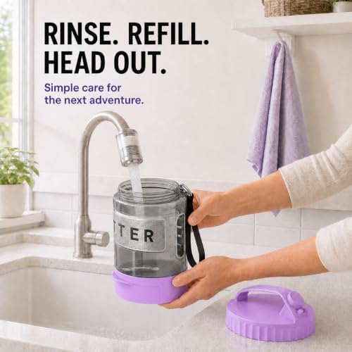 Portable Dog Water Bottle with Travel Bowl, 77 oz/2.2 L, Purple - Image 4