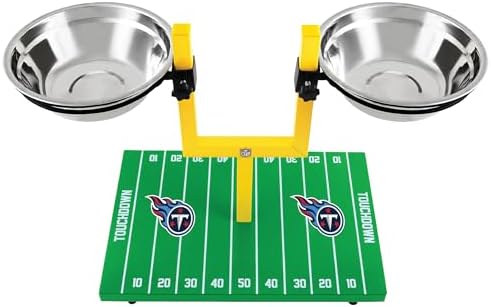 NFL Tennessee Titans Goalpost Football Field Dog Feeder – Adjustable Elevated Dog Bowls with Stand, 2 Stainless Steel Bowls, Non-Slip Rubber Feet, Raised Pet Feeder for Large & Small Dogs, Cats. - Image 5