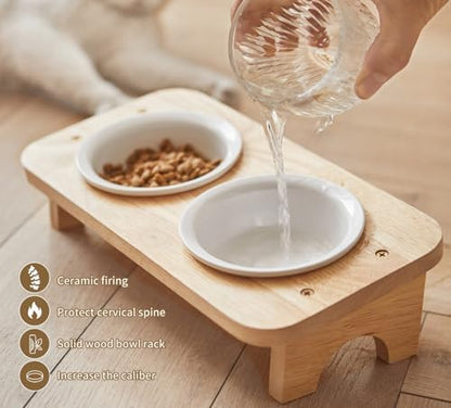 Elevated Cat Food Bowl, 3 Ceramic Raised Cat Basic Bowls with Stand, 15°Tilted Cat Bowl for Indoor Cats, Water Bowl Set,Dishwasher Safe(Small) - Image 3