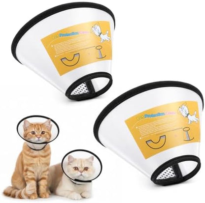 2 Pack Cat Cones to Stop Licking Transparent Plastic, Cat E Collar Pet Cone for After Surgery Comfortable Waterproof Adjustable Recovery Cone to Stop Licking and Scratch for Cats and Small Dogs by Unknown