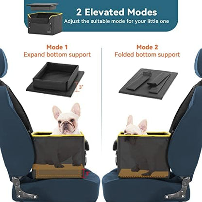 PETSFIT Small Dog Car Seat – Patented Safety Buckles – Safety Tether – Foldable Travel Dog Booster Car Seat Reduces Anxiety & Road Trips – Stable Frame, Soft Cushion, Fits Front/Back Seat - Image 5