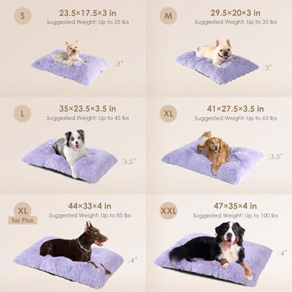 EHEYCIGA Fluffy Dog Crate Bed, Plush Extra Large Dog Pillow, Purple - Image 3