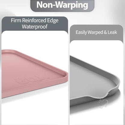 Silicone Dog Cat Food Mat Extra Thick Raised Edge, 20"x14" Dusty Rose - Image 4