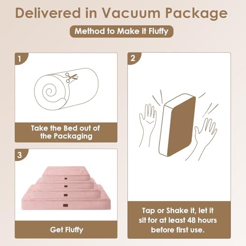 EHEYCIGA Orthopedic Dog Bed Large with Removable Washable Cover, 44IN Pink - Image 5