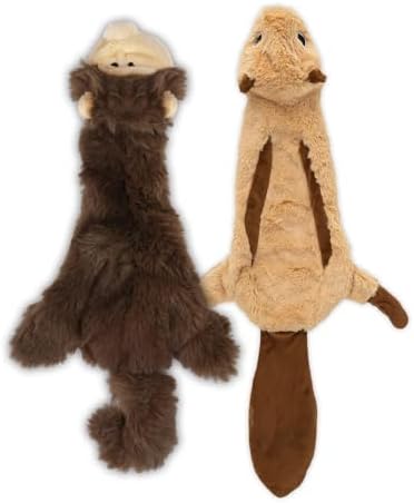 Best Pet Supplies 2-in-1 Stuffless Squeaky Dog Toy - Monkey&Squirrel, Small by BestPetSuppliesLLC