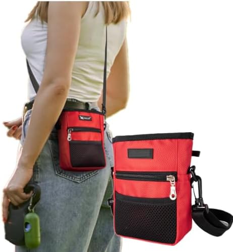 Dog Treat Pouch Pet Trainning Waist Bag Portable Food Snack Small Item Storage Holder Bag Hook Design Pet Training Reward Pouch Bait Sack Mini Puppy Snack Carrier Container Pockets (RED (STYLE A)) - Image 2