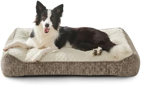JOEJOY XL Orthopedic Dog Beds Large Sized Dog, Extra Thick Supportive Big Dogs Couch Bed with Sides, Ultra Soft Pet Bed Sofa for Large Dogs, Beige, 38''x28'' by JOEJOY