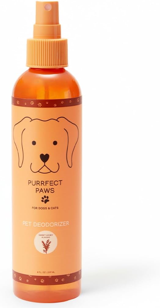 Pet Odor Neutralizing Air and Fabric Spray — Pet-Safe Deodorizer with Zinc Salt — Vegan and Cruelty-Free — Sweet Honey Almond Scent – Made in USA by Purrfect Paws