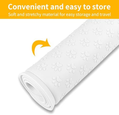 2 Pack Pet Placemat for Dog and Cat, Waterproof Silicone Pet Feeding Bowl Mats for Food and Water, Small Medium Large Dogs Mat Prevent Residues from Spilling to Floor, White, 11.8"x11.8" - Image 5