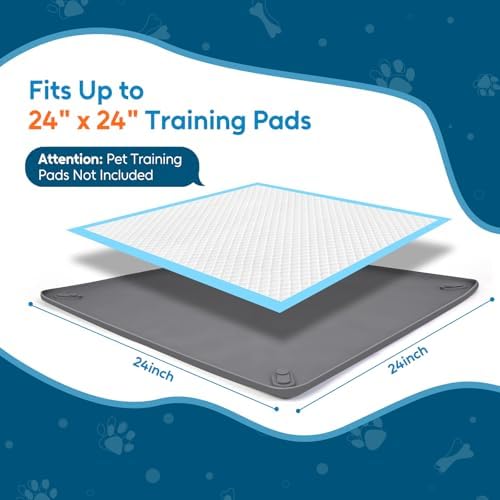 Pee Pad Holder for Small Dogs, 24" x 24" Dog Puppy Pee Pad Holder, Gray - Image 2