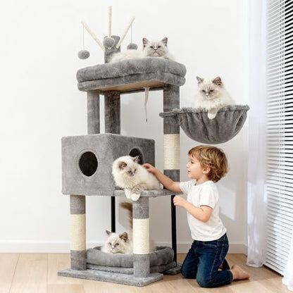 Heybly Cat Tree, 45.3" Cat Tower for Indoor Cats with Large Perch HCT202SW - Image 2