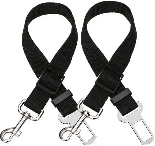 Elisel Elisel 2 Packs Adjustable Length Pet Dog Cat car seat Belt Pet seat Belt Pet Accessories for Dogs Cats and Pets (Black) by Elisel