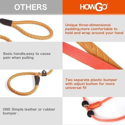 HowGo Slip Lead Dog Leash with 2 Spring-Loaded Stoppers (Orange 3.6FT) - Image 5