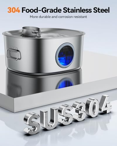 Dog Water Fountain Stainless Steel, 11L/2.8Gal Large Pet Water Fountain for Large Dogs Inside, Dog Fountain Water Bowl Automatic Dispenser with Visible Window & LED, Ultra Quiet (with 8pcs Filters) - Image 4