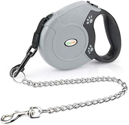 Idepet Heavy Duty Retractable Dog Leash for Small and Medium Dogs, Anti-Chewing Steel Chain 360 Degree Tangle-Free,Break and Lock System,16ft Leash for Dog Walking (Flat Rope) by Idepet