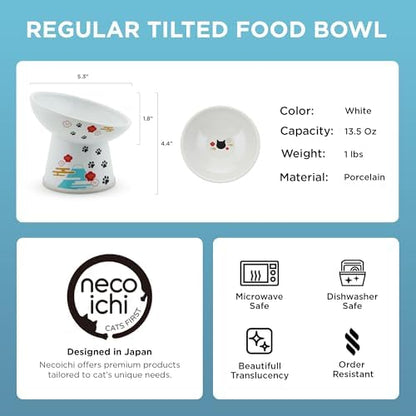 Necoichi Ceramic Elevated Cat Food Bowl, 15° Tilted (Fuji, Regular Tilted) - Image 7