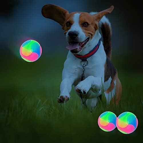 4 pcs Large Light Up Dog Balls Flashing Elastic Ball Glow in The Dark Interactive Pet Toys for for Golden Retriever,Labrador,Large Dogs - Image 2
