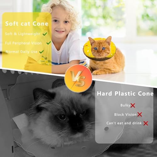 Seyezo Cat Cone Collar, Adjustable Cat Recovery Collar Waterproof Yellow - Image 6