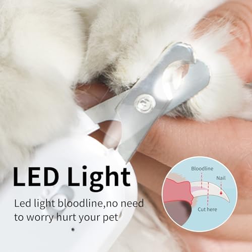 PAKEWAY Pet Nail Clipper with LED & -U-V Light, Cat Claw Trimmer with Ultra Bright LED Light for Nail Bloodline to Avoid Over Cutting, Sharp Angled Blade Grooming Tool for Dog Cat Rabbit Small Animals - Image 3