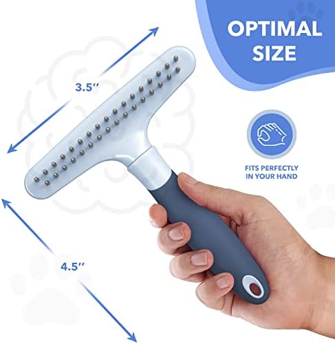 Dog rake deshedding dematting Brush Comb - Undercoat rake for Dogs, Cats, matted, Short,Long Hair Coats - Brush for Shedding, Double Row Stainless Steel pins - Reduce Shedding by 90% (Haze Blue) - Image 5