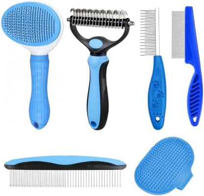 6 Pcs Pet Grooming Tool - With Metal Comb,Deshedding Brush,Flea Lice Comb by Unknown