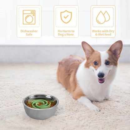 Slow Feeder Dog Bowls Insert, Bestalk Soft Silicone Slow Eating Feeder Insert with Suction Cups for Small, Medium and Large Dogs, Fit into Basic and Elevated Dog Bowls, Green - Image 5