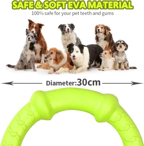 LaRoo Dog Ring Toy, Durable Soft Flying Disc, Thickened, Floatable Pool Toy for Medium Large Dogs, Interactive Tug of War & Fetch Toy for Outdoor Training, Teeth Cleaning & Exercise (Green-11.8inch) - Image 6