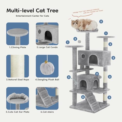 DUMOS 54 Inch Cat Tree Tower with Scratching Posts - Image 4