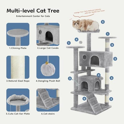 DUMOS 54 Inch Cat Tree Tower with Scratching Posts - Image 4